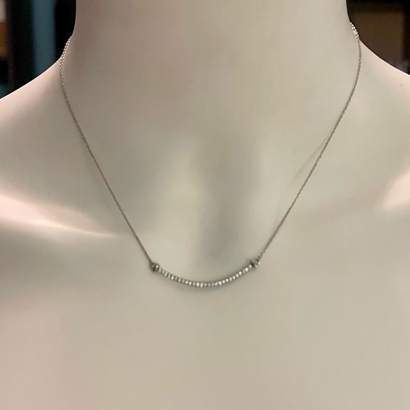 Adornia .925 Sterling Crystal Curved Bar Necklace - Picture 4 of 6